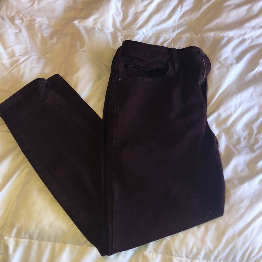 Burgundy skinny denim